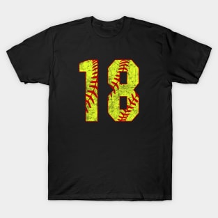 Fastpitch Softball Number 18 #18 Softball Shirt Jersey Uniform Favorite Player Biggest Fan T-Shirt